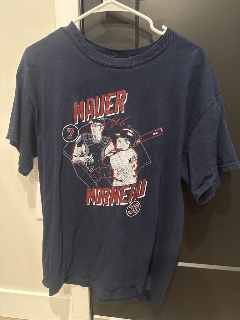 Minnesota Twins Joe Mauer Justin Morneau T-Shirt Large Navy MLB Baseball Tee