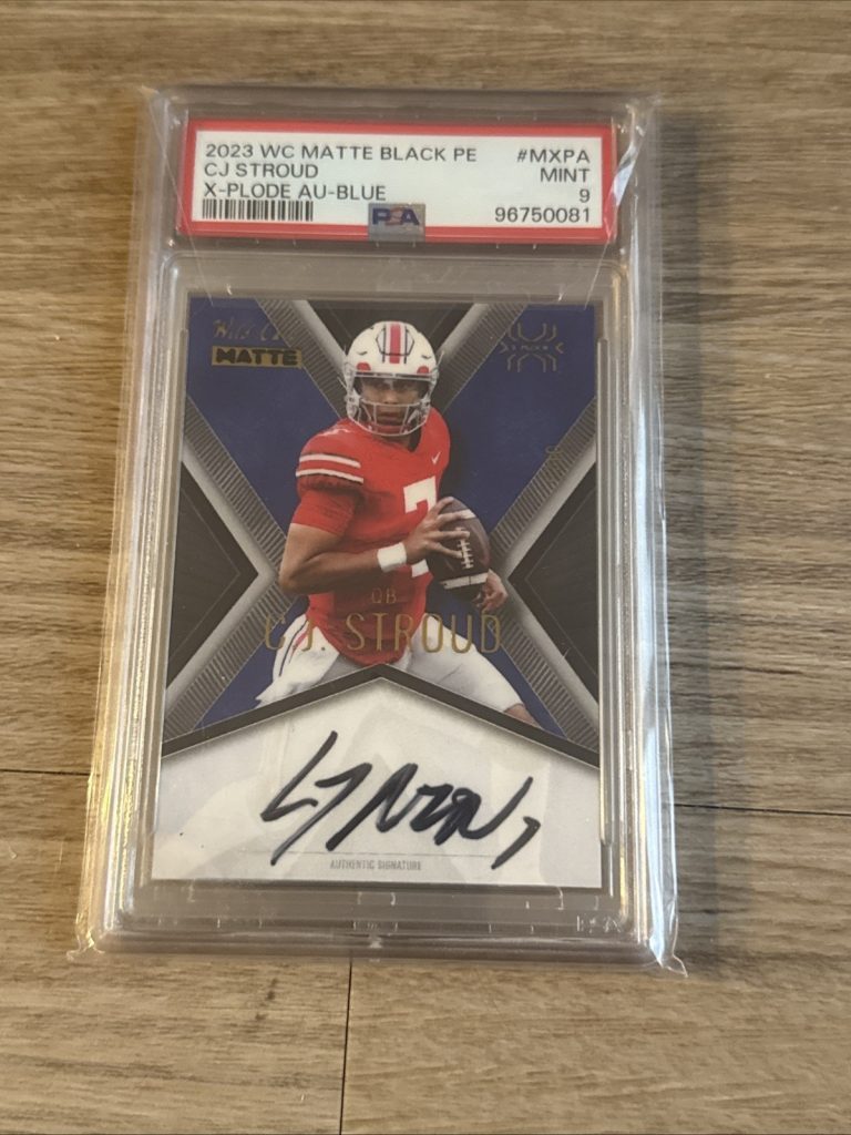 CJ Stroud 2023 Wild Card Matte Black Blue X-Plode RC Auto 5/10 PSA 9