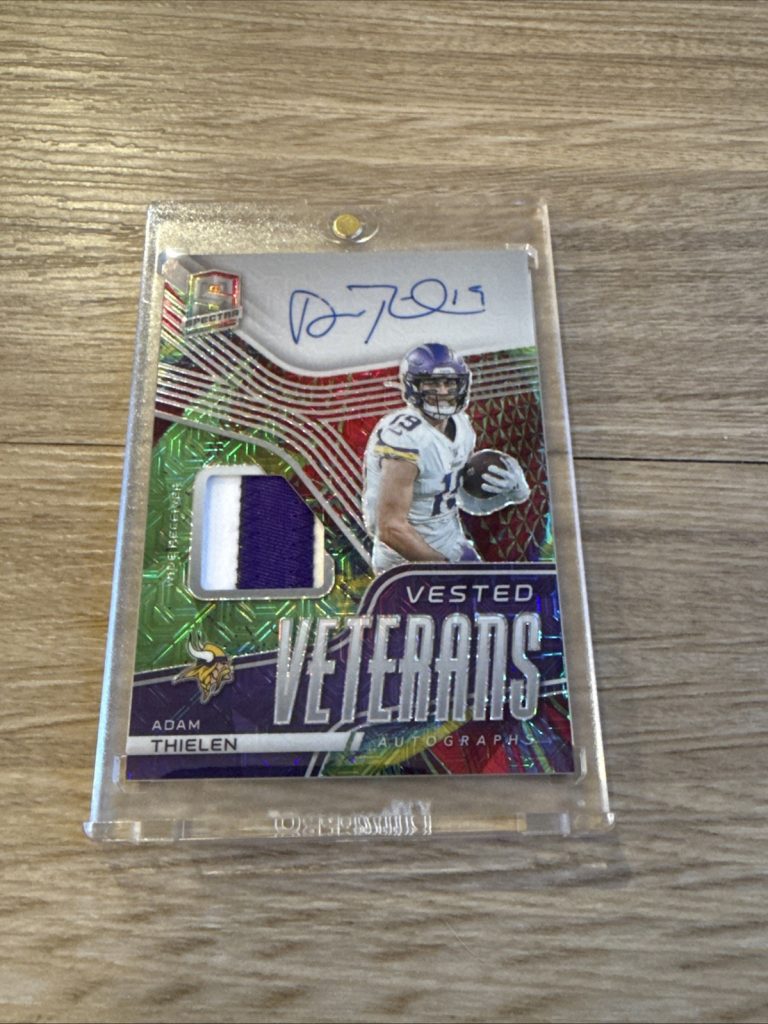 Adam Thielen 2021 Spectra Vested Veterans Auto Autograph Patch SSP Vikings 3/5