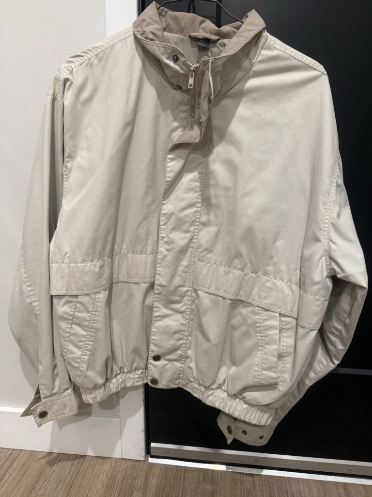 David Taylor Beige Bomber Jacket Men’s Medium Zip Front Casual Outerwear