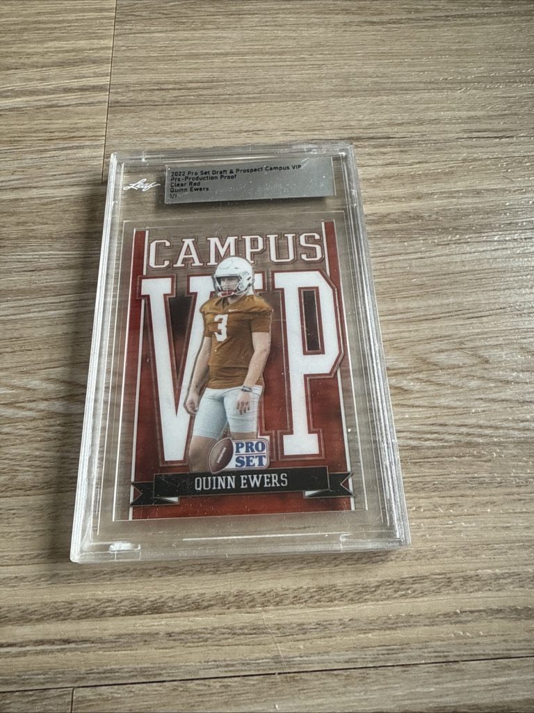 2022 Leaf Pro Set Campus VIP Quinn Ewers Clear Red 1/1 Pre-Production Proof
