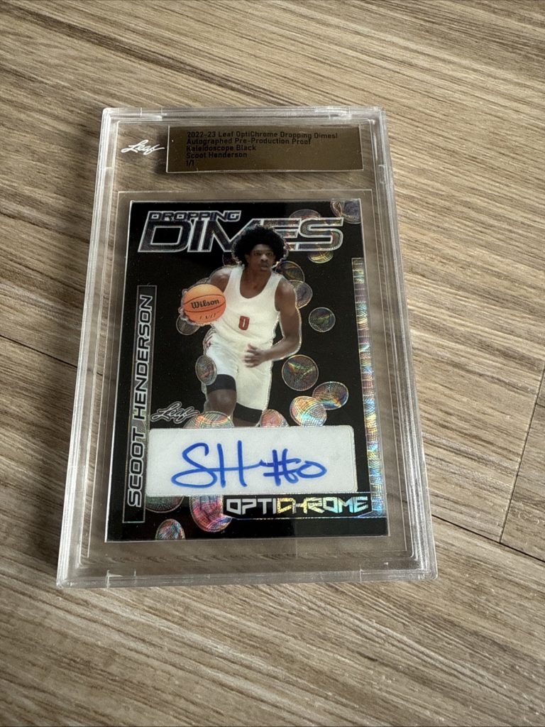 2022-23 Leaf OptiChrome Scoot Henderson Auto 1/1 Dropping Dimes Kaleidoscope