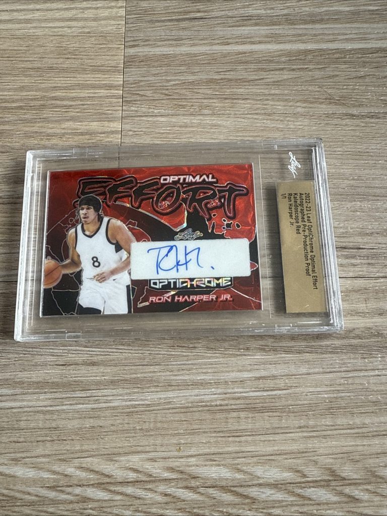 2022-23 Leaf OptiChrome Ron Harper Jr Auto 1/1 Optimal Effort Kaleidoscope Red