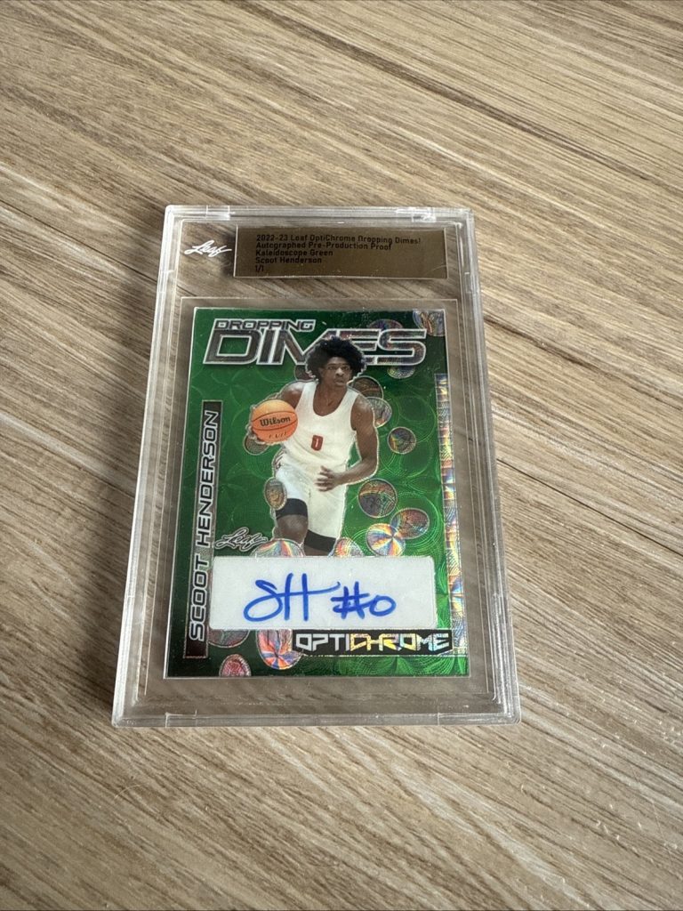 2022-23 Leaf OptiChrome Scoot Henderson Auto 1/1 Dropping Dimes Kaleidoscope