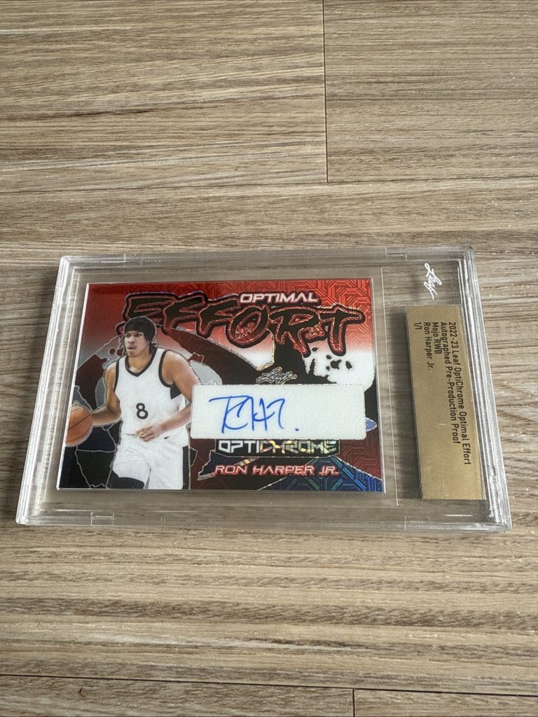 2022-23 Leaf OptiChrome Ron Harper Jr Auto 1/1 Optimal Effort Mojo RWB Proof