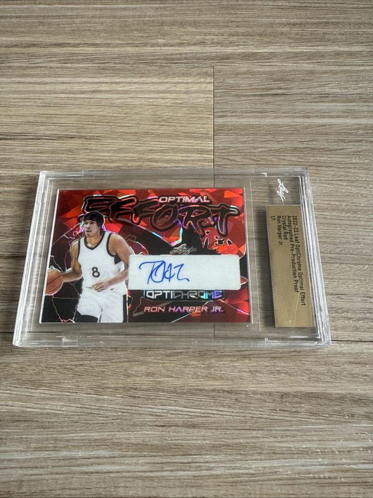 202 2022-23 Leaf OptiChrome Ron Harper Jr Auto 1/1 Optimal Effort Crystal Red