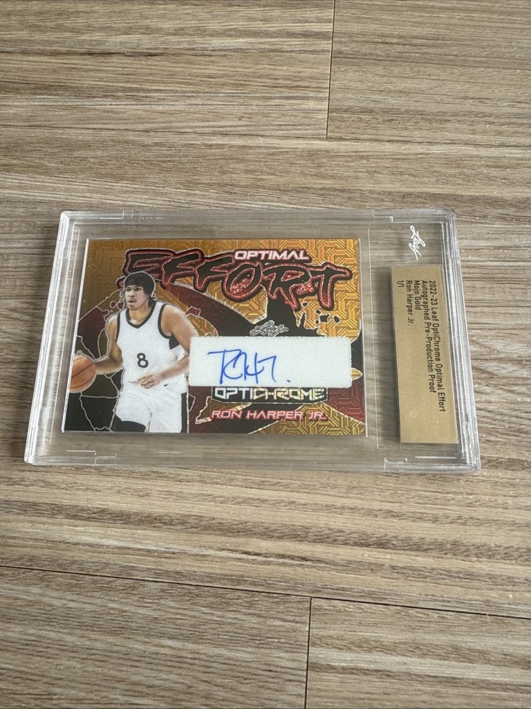 2 2022-23 Leaf OptiChrome Ron Harper Jr Auto 1/1 Optimal Effort Mojo Gold Proof