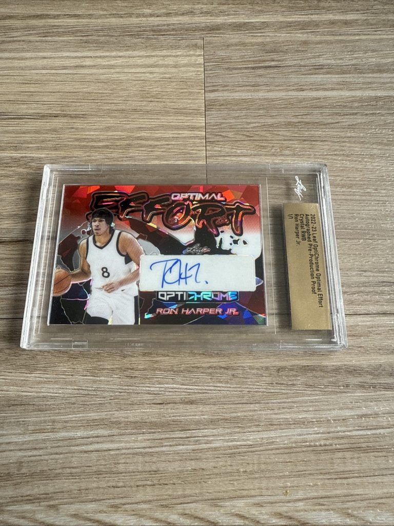 2022-23 Leaf OptiChrome Ron Harper Jr Auto 1/1 Optimal Effort Crystal RWB