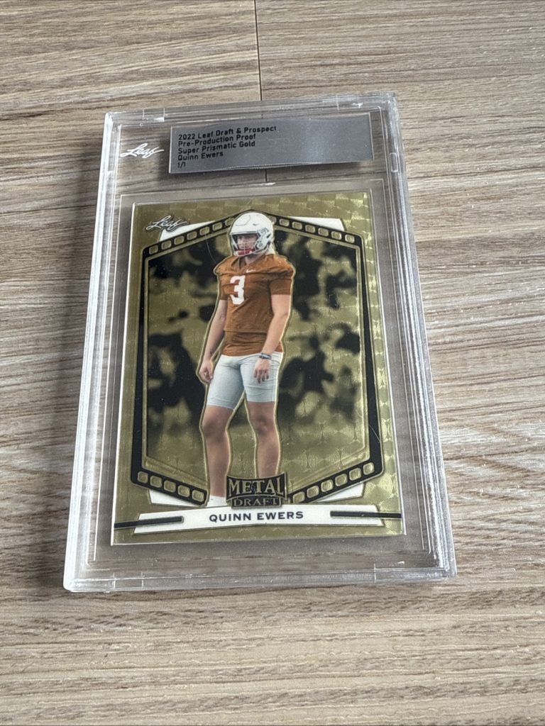 2022 Leaf Metal Draft Quinn Ewers Super Prismatic Gold 1/1 Pre-Production Proof