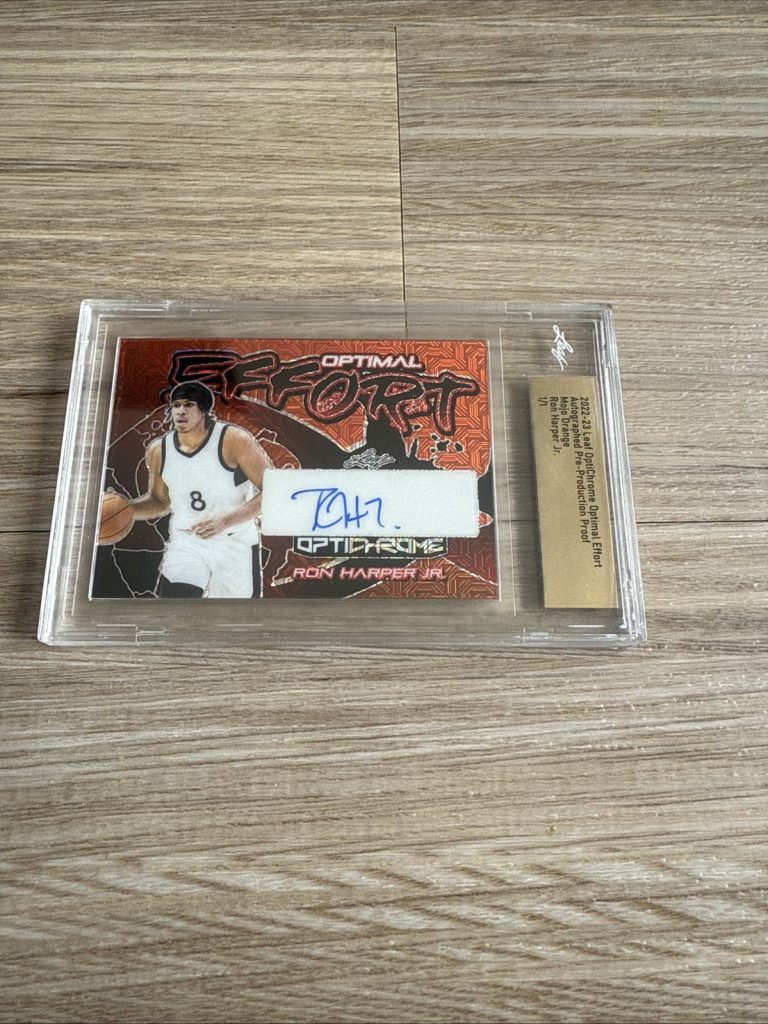 2022-23 Leaf OptiChrome Ron Harper Jr Auto 1/1 Optimal Effort Mojo Orang Proof