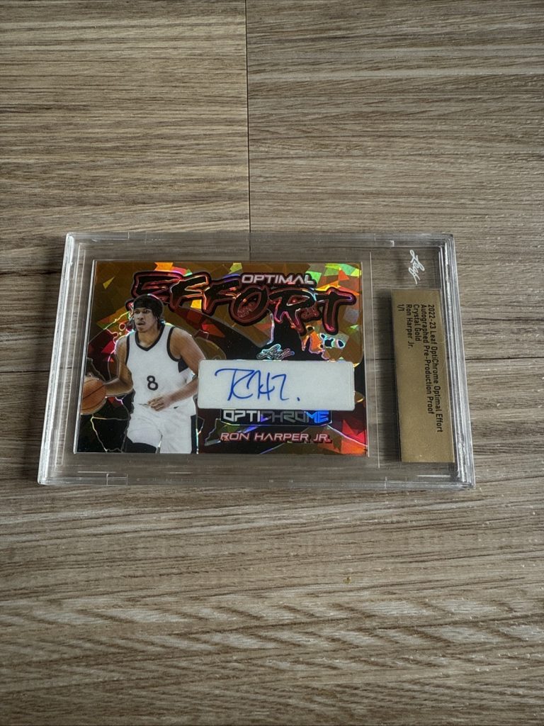 2022-23 Leaf OptiChrome Ron Harper Jr Auto 1/1 Optimal Effort Crystal Gold