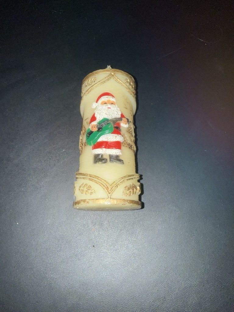 Vintage Christmas Pillar Candle Santa Claus Scene Embossed Decorative Holiday