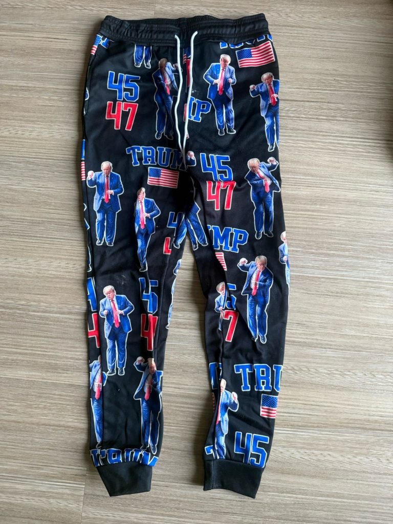Trump 45 47 Jogger Sweatpants Men’s Size L Black USA Flag Political Novelty