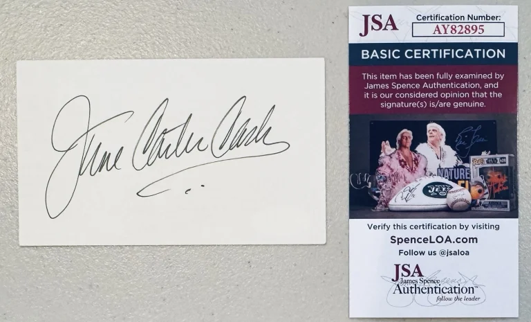 June Carter Cash Signed Autographed 3x5 Card JSA Certified Johnny