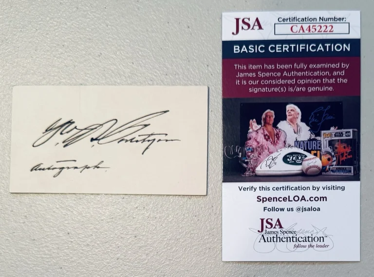 George B Cortelyou Signed Autographed 2x4 Card JSA Cert Secretary Of Treasury