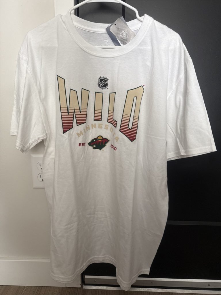Minnesota Wild NHL Fanatics White T-Shirt Graphic Tee Adult Size Large NWT