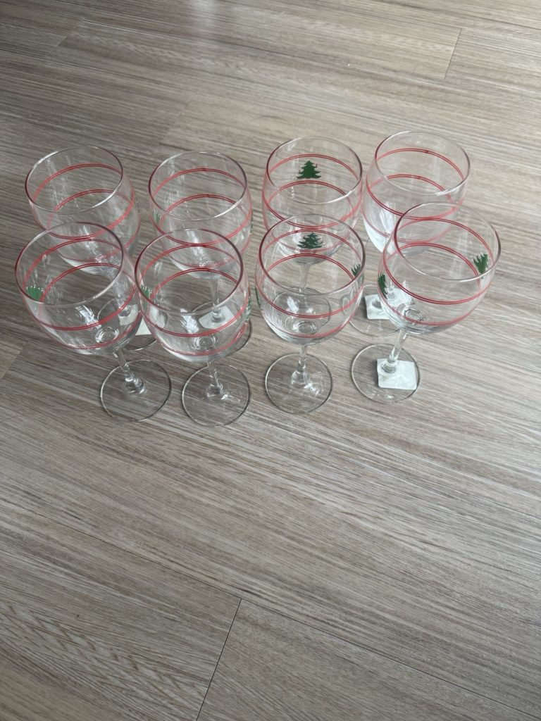 Waechtersbach Christmas Tree Goblets 12oz Set of 8 Holiday Glasses Germany