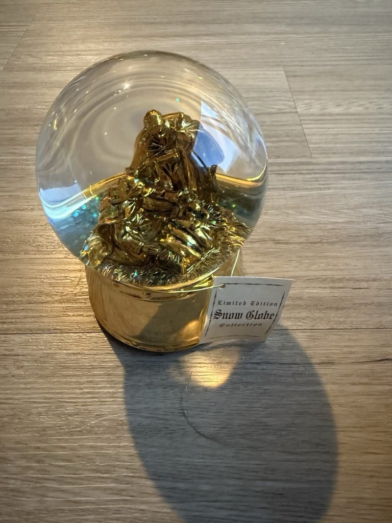 Limited Edition Gold Nativity Musical Snow Globe – Plays “Joy to the World”