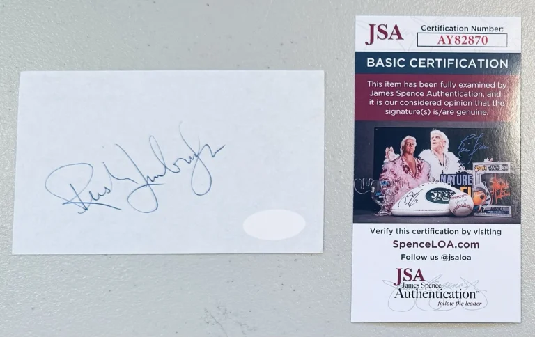 Rush Limbaugh Signed Autographed 3x5 Page JSA Certified Conservative Radio Host
