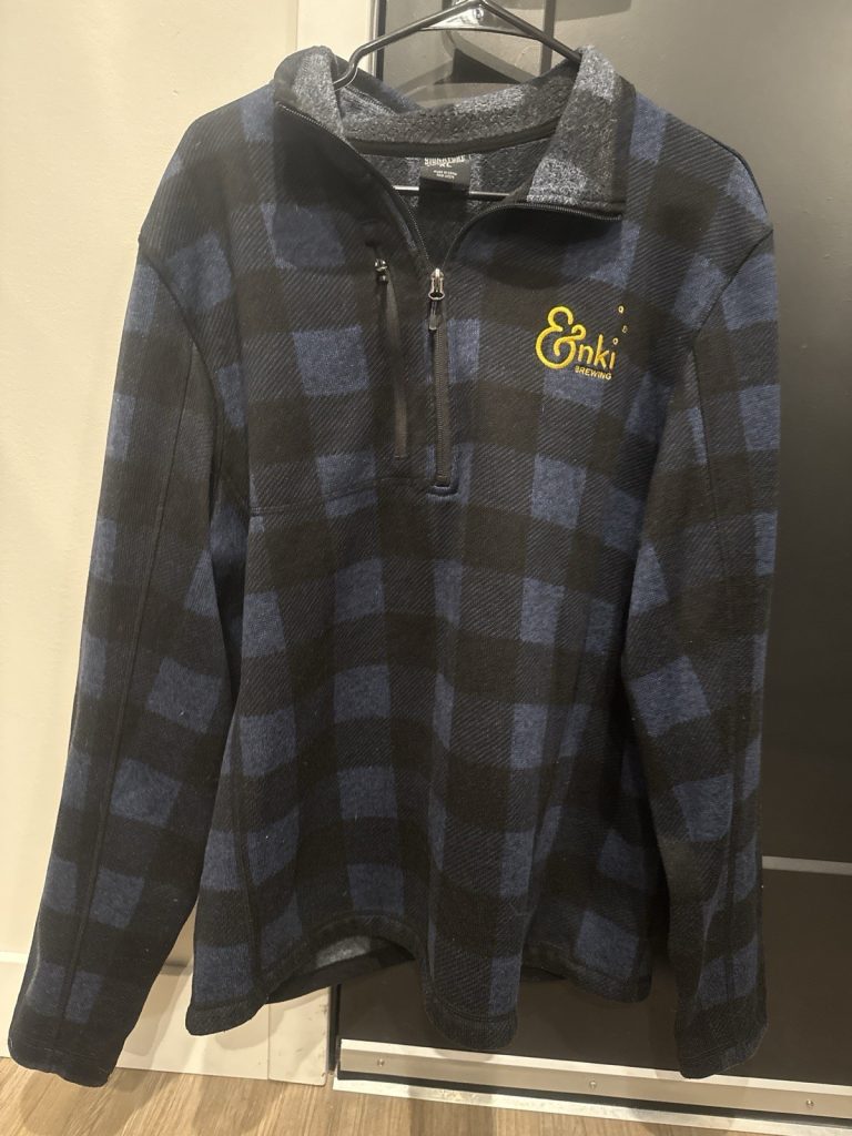 Enki Brewing Signature Concepts XL Blue Black Buffalo Plaid Quarter Zip Fleece