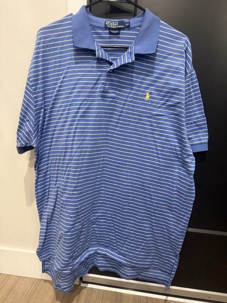 Polo Ralph Lauren Polo Shirt Mens XL Blue White Striped Pima Cotton Polo Golf
