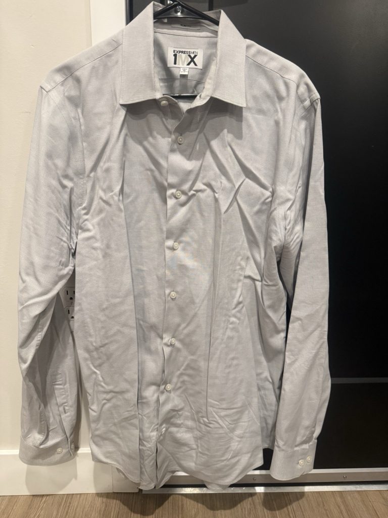 Express Men 1MX Slim Fit Dress Shirt Gray Long Sleeve Size 16 17-17.5