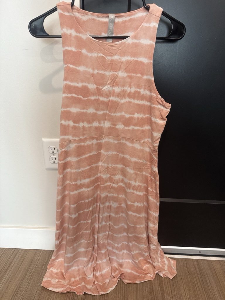Athleta Tie Dye Maxi Dress Women’s Medium Tall Sleeveless Peach White