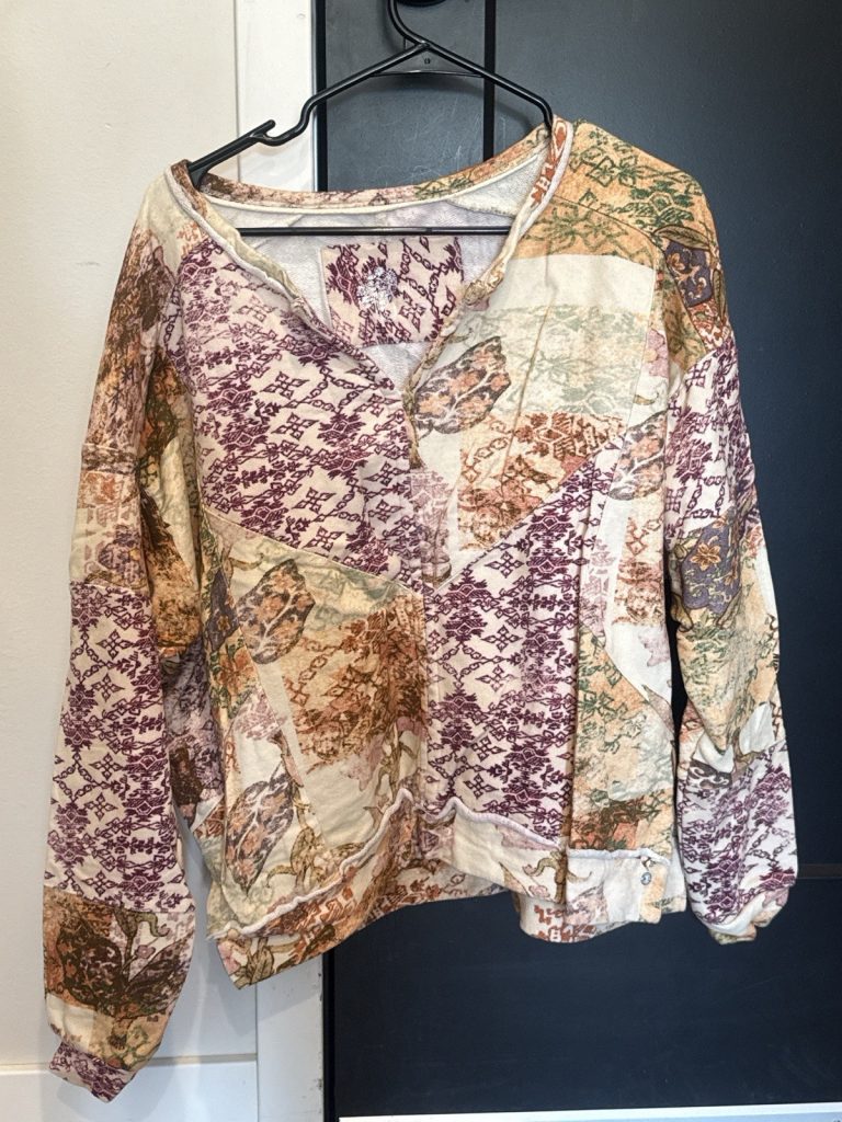 Pilcro Anthropologie Women’s Patchwork Print Pullover Sweatshirt Size M