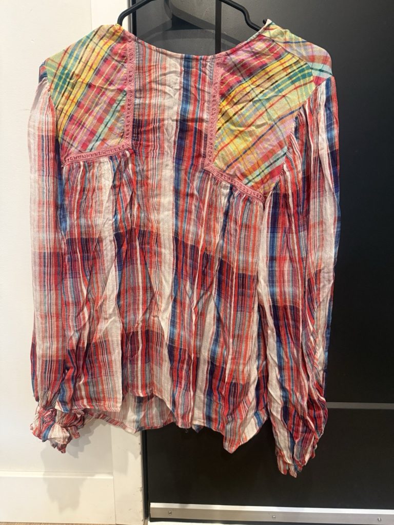 b. (by) Blank London Plaid Multicolor Boho Peasant Blouse Women’s M Medium