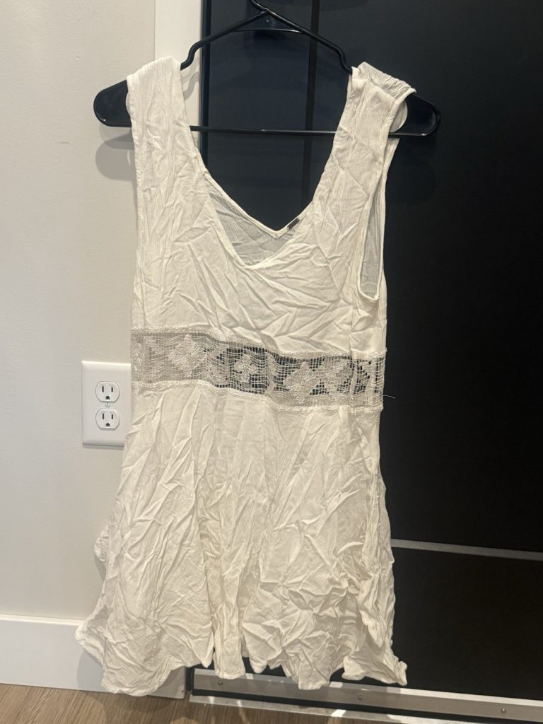 Anthropologie White Sleeveless Lace Trim Mini Dress Size S