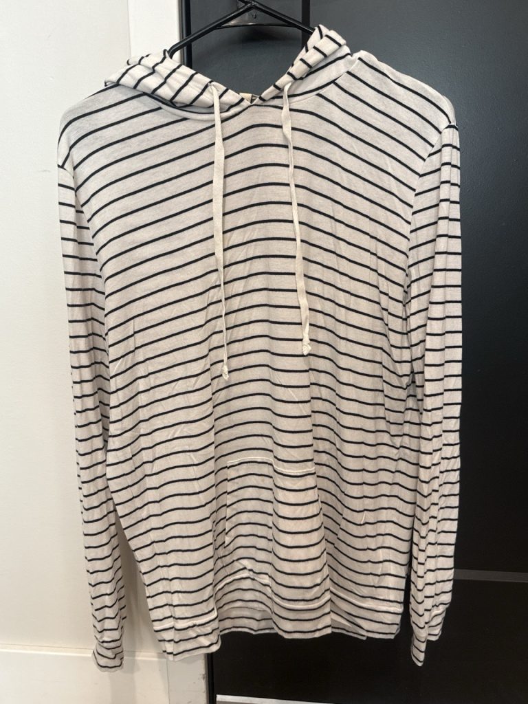 Express One Eleven Striped Lightweight Hoodie Women’s XS White Navy