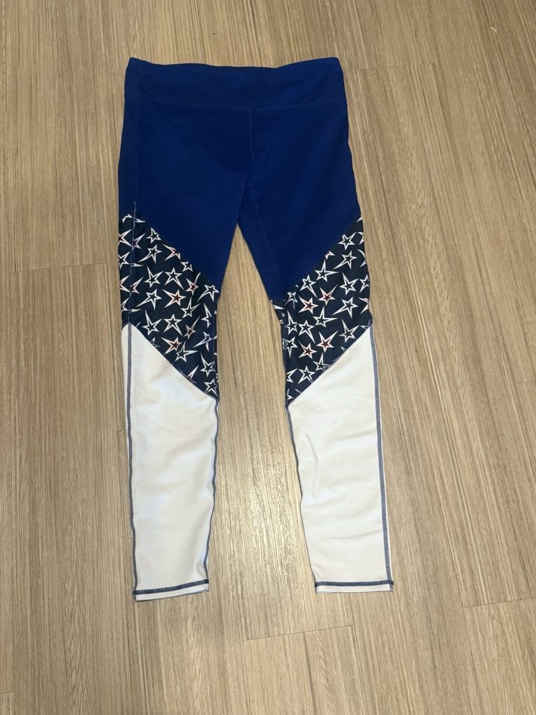 Athleta Star Print Colorblock Leggings Women’s M Blue White High Rise Activewear
