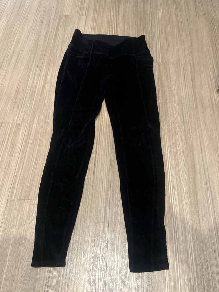 Athleta Black Velvet Leggings Women’s M High Rise Pull On Soft Stretch Pants