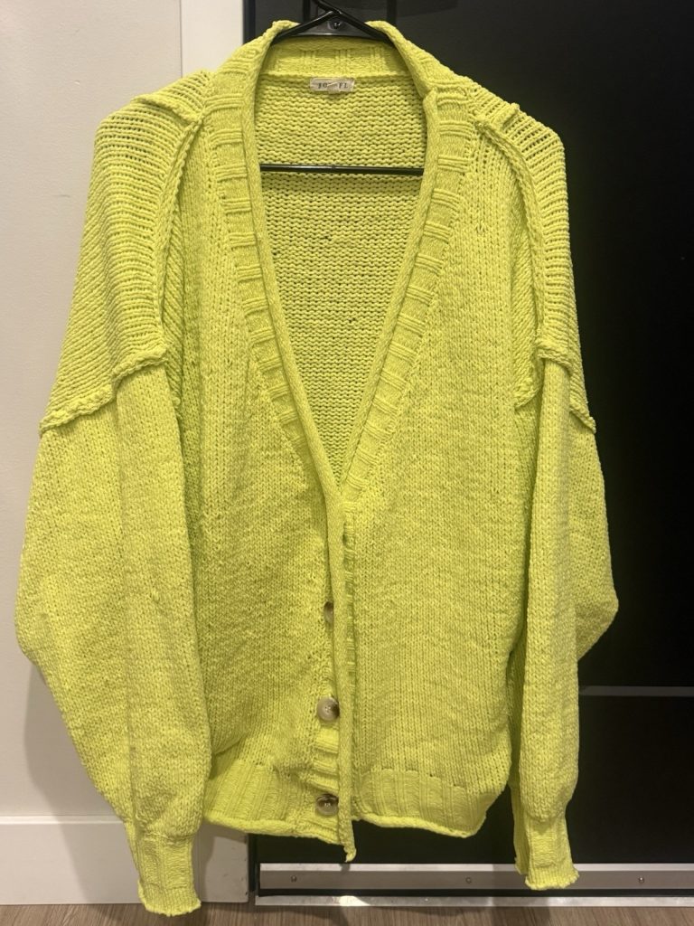 Jodifl Chunky Knit Cardigan Sweater Neon Yellow Medium Button Front Cozy