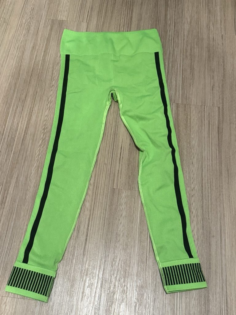 Fabletics SculptKnit Leggings Green Black Stripe Seamless Size Medium