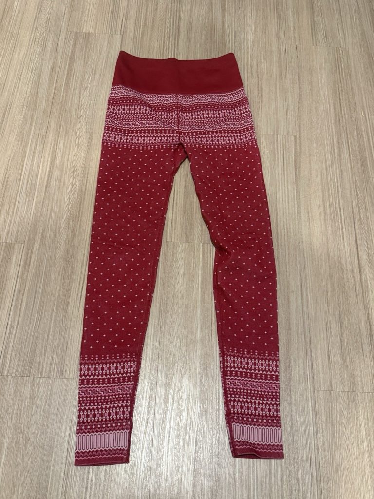 Fabletics SculptKnit Red Fair Isle Seamless Leggings Size Medium