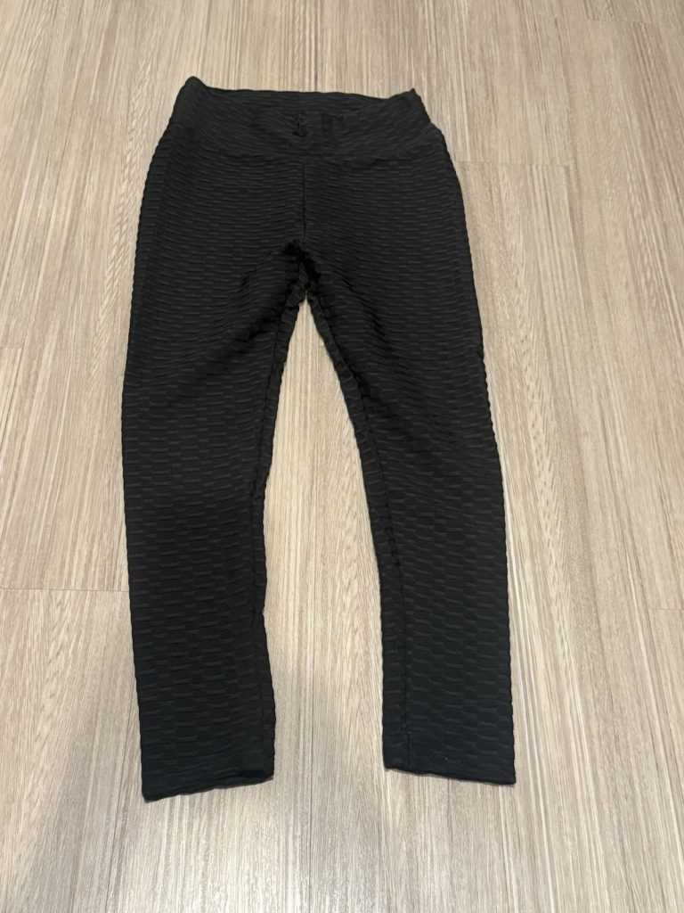 Nlyfe Black Textured Scrunch Butt Leggings Honeycomb Yoga Pants Size Medium