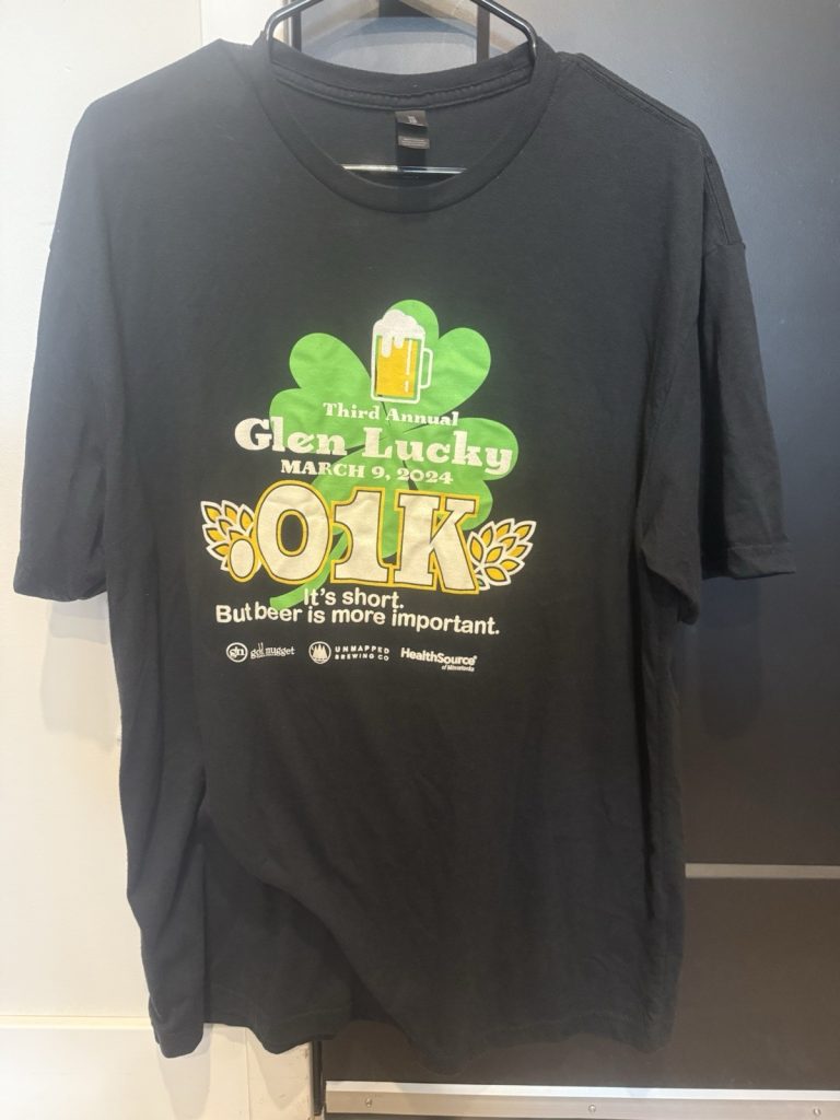 Gildan Glen Lucky 0.1K Beer Run T-Shirt XL 2024 Black St. Patrick’s Day