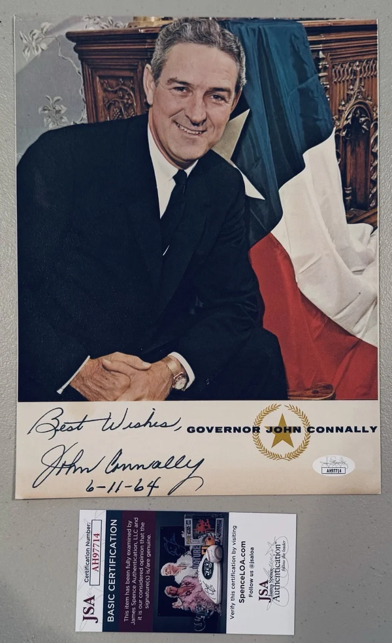 John Connally Signed Autographed 8.5 x 11 Photo JSA Cert Texas Governor JFK