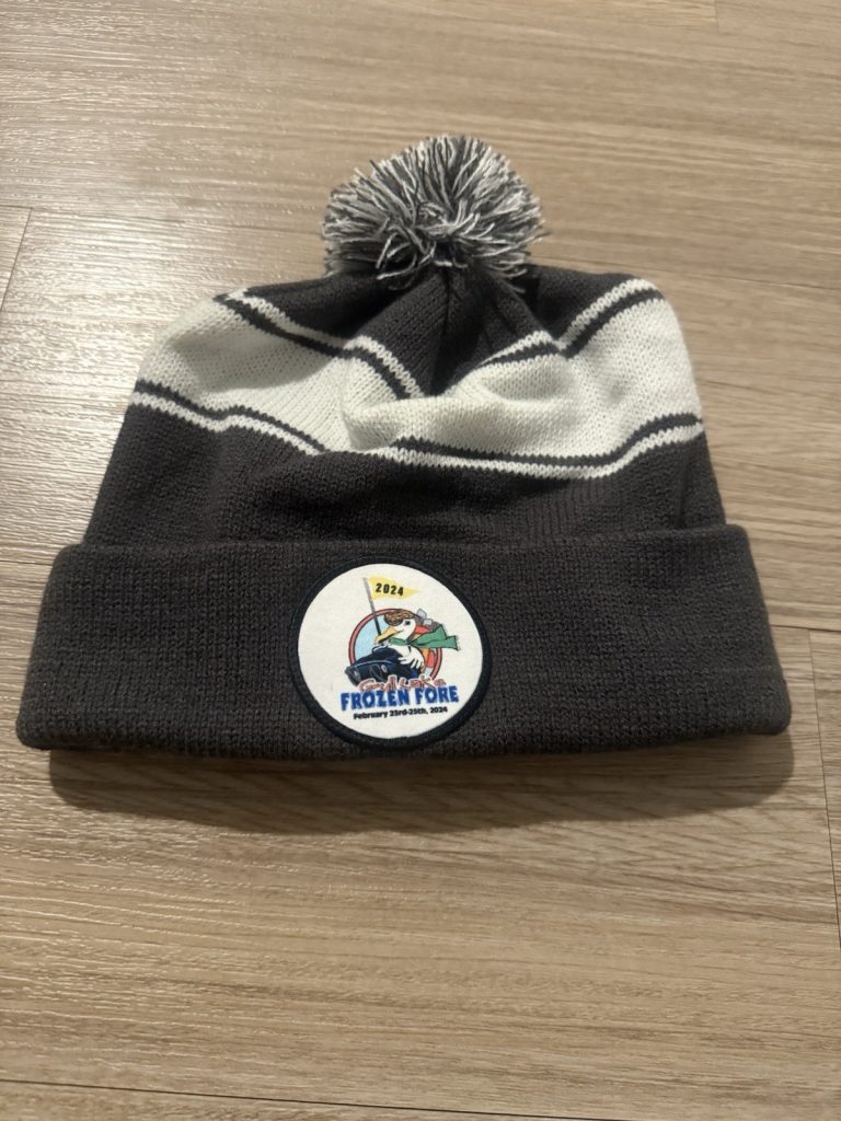 Sport-Tek US Foods Frozen Fore 2024 Pom Beanie Hat – Gray & White Knit