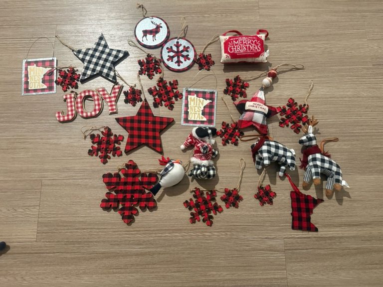 36 Pieces Christmas Buffalo Plaid Hanging Ornaments Tree Black Red