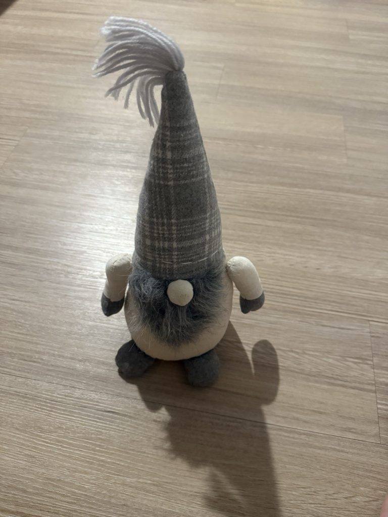 Mud Pie Gnome Gray Plaid Hat Decorative Plush Farmhouse Home Decor