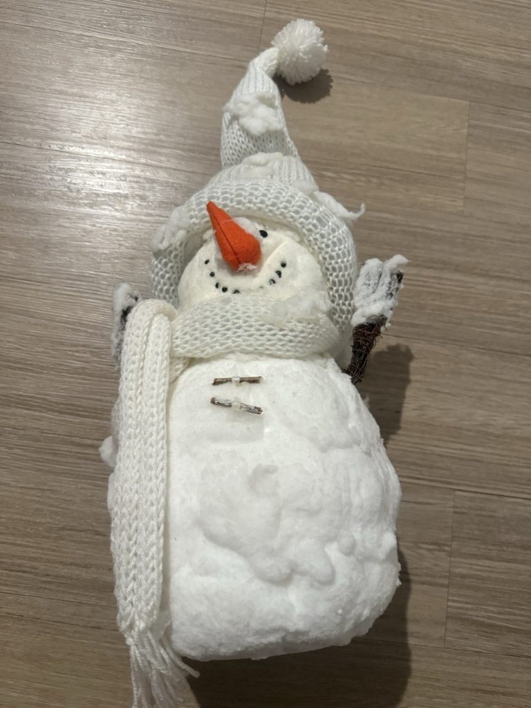 Snowman Plush Decor White Knit Hat Winter Christmas Decoration