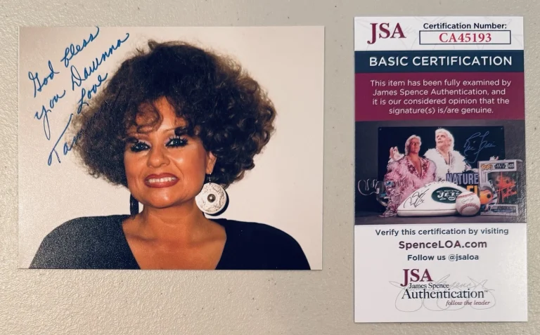 Tammy Faye Bakker Signed Autographed 4x5 Photo JSA Cert Televangelist PTL Jim