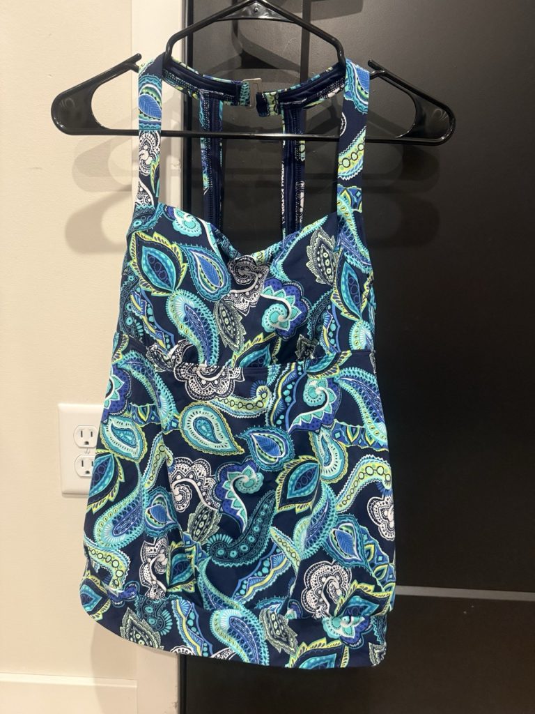 Lands’ End Women’s Tankini Swim Top Size 8 Blue Green Paisley Racerback Tankini