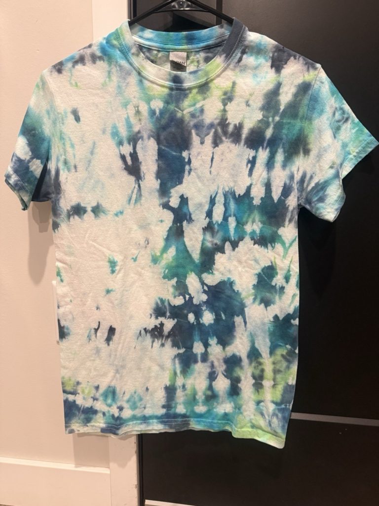 Gildan Heavy Cotton Tie Dye T-Shirt Blue Green Swirl Pattern Size Small Adult