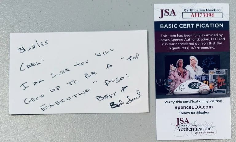 Robert Bob Tisch Signed Autographed 3x5 Card JSA Cert New York Giants Owner