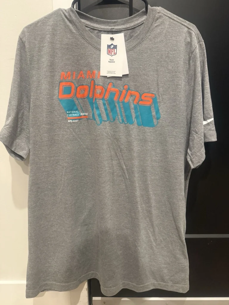 Nike Miami Dolphins T-Shirt XL Gray NFL Team Apparel Graphic Tee New Tags