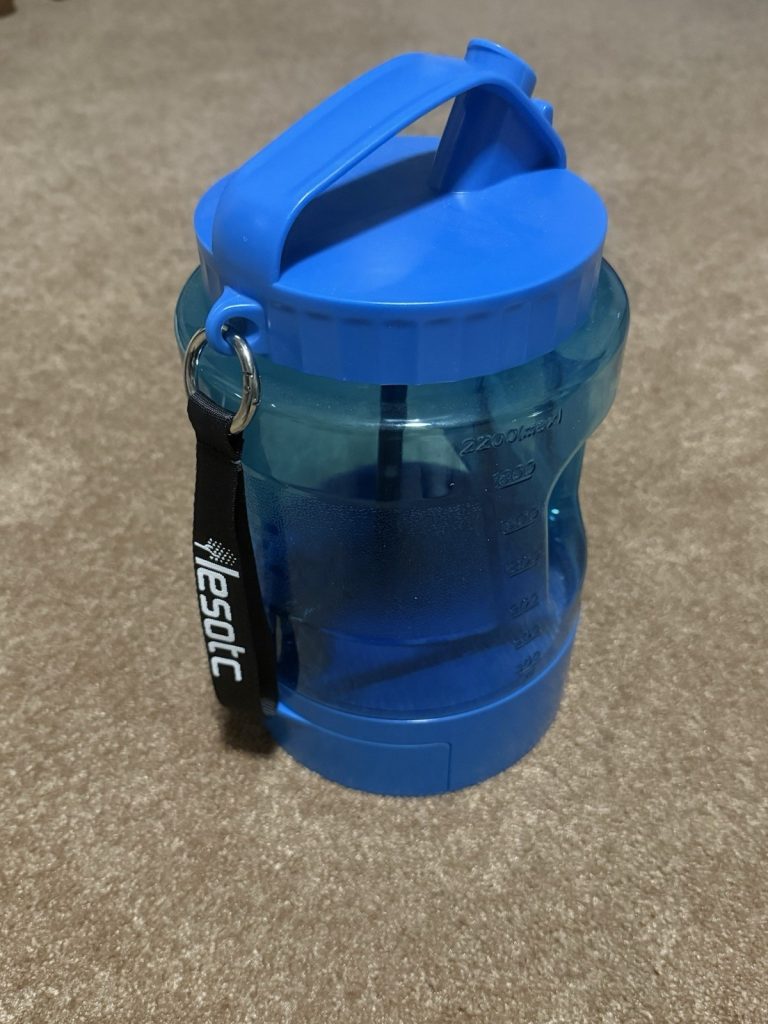 Tesotic 2200ml Dog Water Bottle w/ Bowl Base Travel Hiking Portable Blue