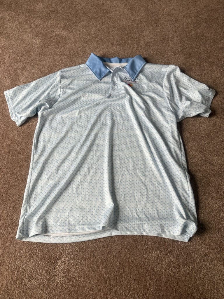 Arnold Palmer Men’s XL Blue Striped Golf Polo Short Sleeve Shirt Casual EUC